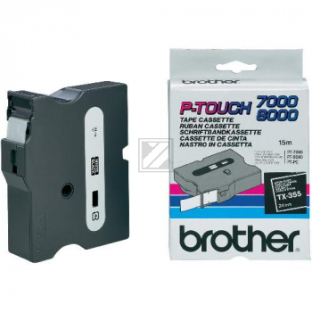 Brother TX-355 Weiss auf Schwarz Label Etikette