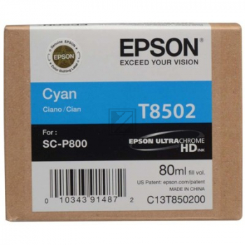 Original Epson C13T850200 / T8502 Tinte cyan