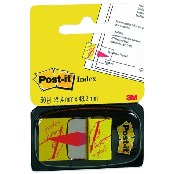 Post-it® selbstklebende Lesezeichen, gelb &quot;Hand mit Stift&quot;, 50 Stück
