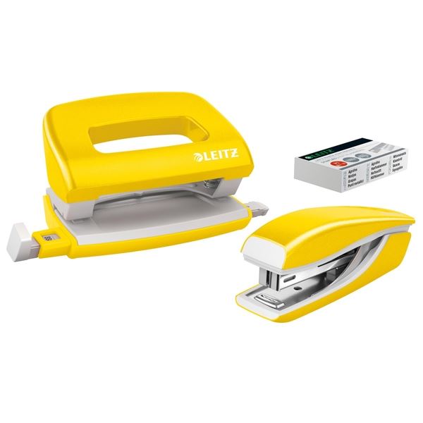 Mini-Hefter und Locher-Set. Leitz WOW - gelb