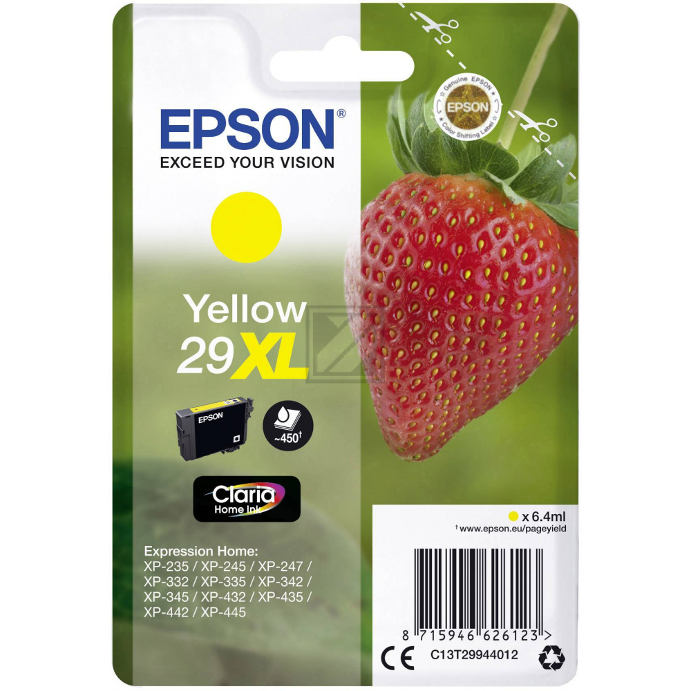 Original Epson C13T29944012 / 29XL Tinte gelb