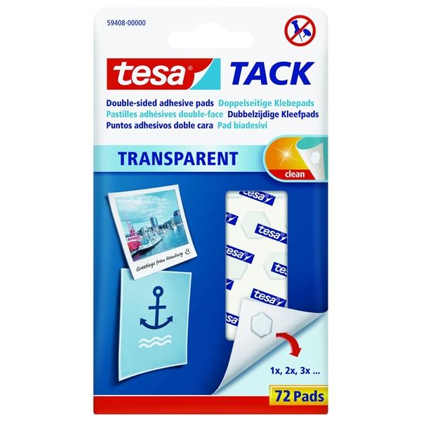 Transparente doppelseitige Klebepads Tesa, 72 Stück