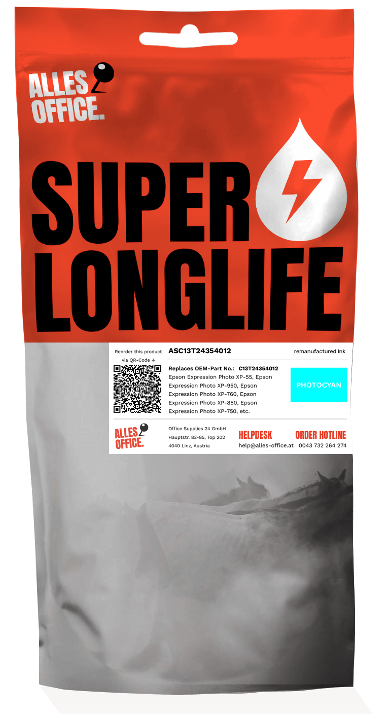 Superlonglife Epson C13T24354012 / 24XL / C13T24354010 Tinte cyan foto