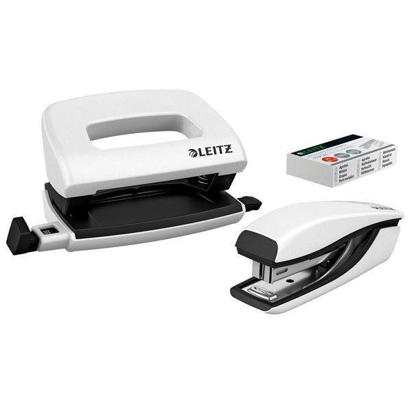 Mini-Hefter und Locher-Set. Leitz WOW - weiß