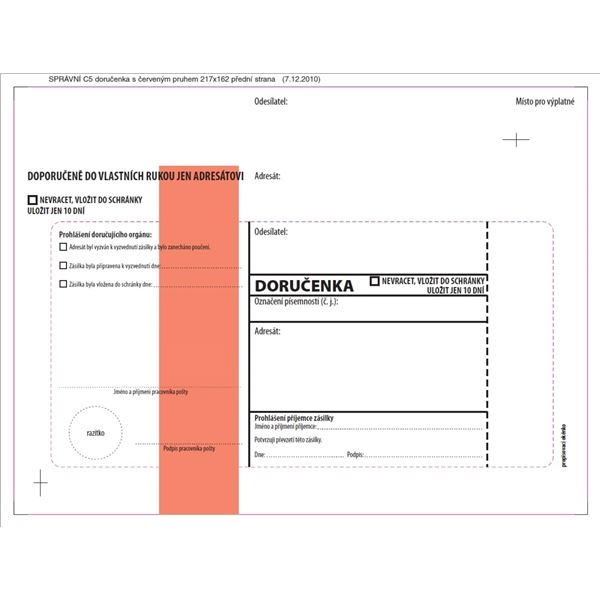Lieferscheine C5-roter Durchmesser, Verwaltungsserie, Abdeckstreifen, 100 Stück.