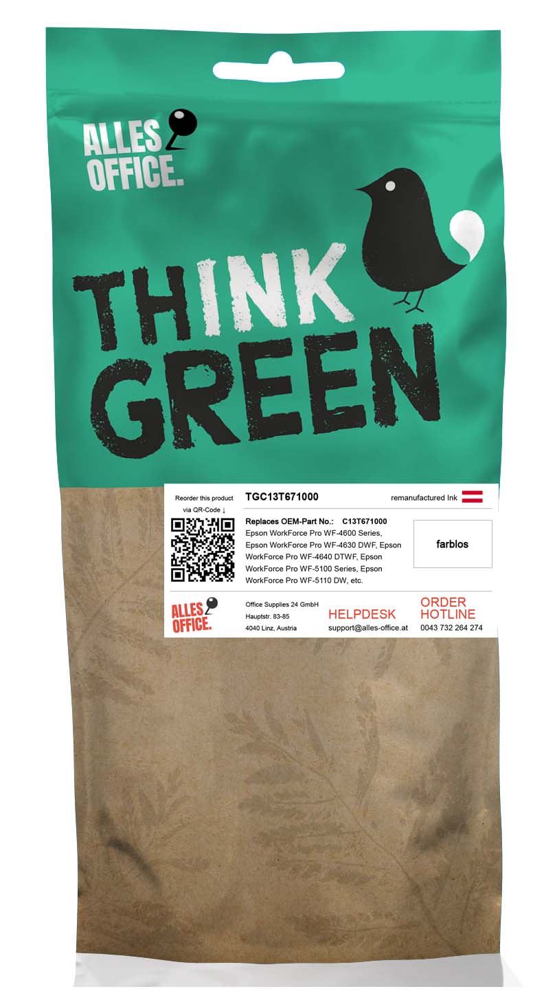 ThinkGreen Epson C13T671000 / T6710 Tinte farblos