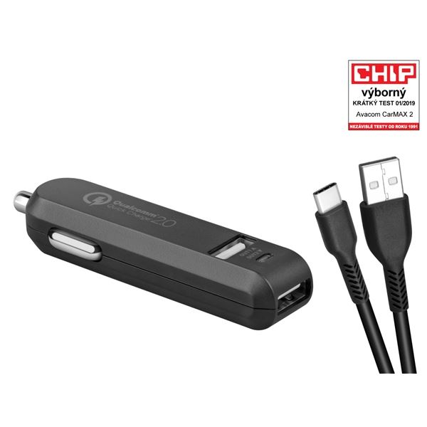 Autoladegerät AVACOM CarMAX 2-2x USB-C, schwarz.