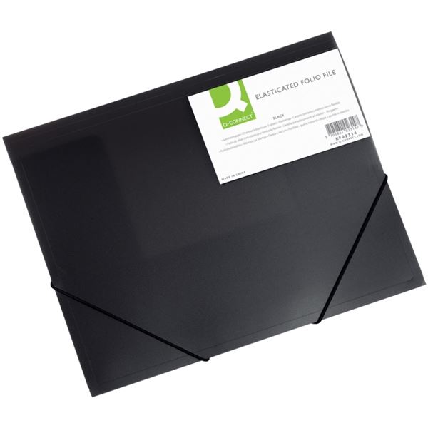 Ordnerbox A4 Connect Kunststoff, 3 Klappen mit Gummiband, transp. schwarz