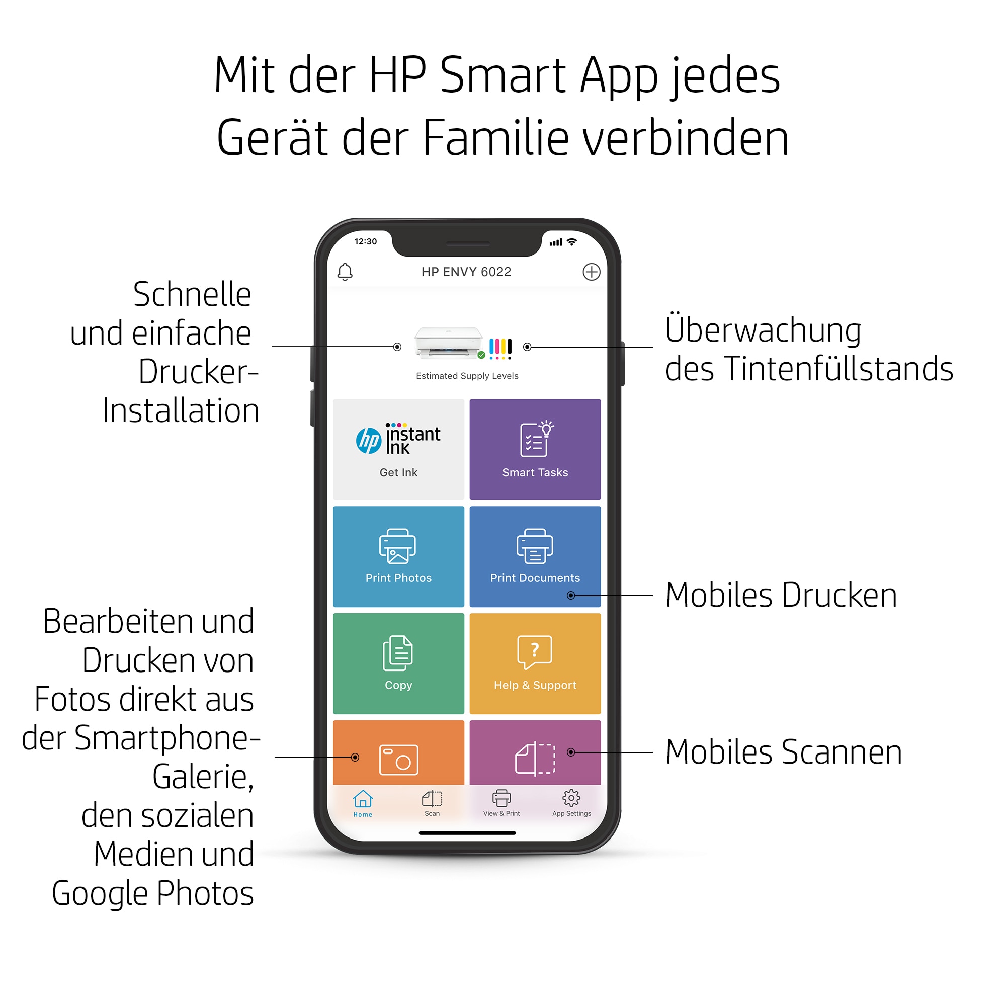 HP ENVY 6022 All-in-One Drucker, Zu Hause, Drucken, Kopieren, Scannen, Fotos