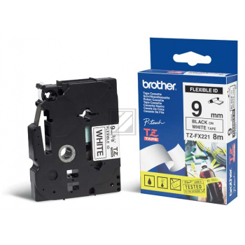 Brother TZe-FX221 Schwarz auf weiss