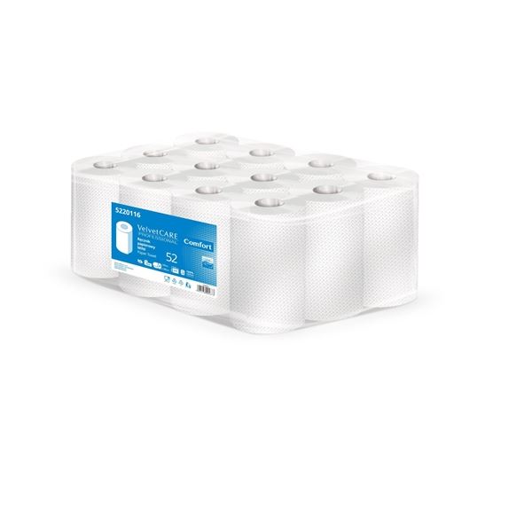 Handgeschöpftes Papier in Rolle Velvet Prof-2ply,weiß,52m,12Rollen