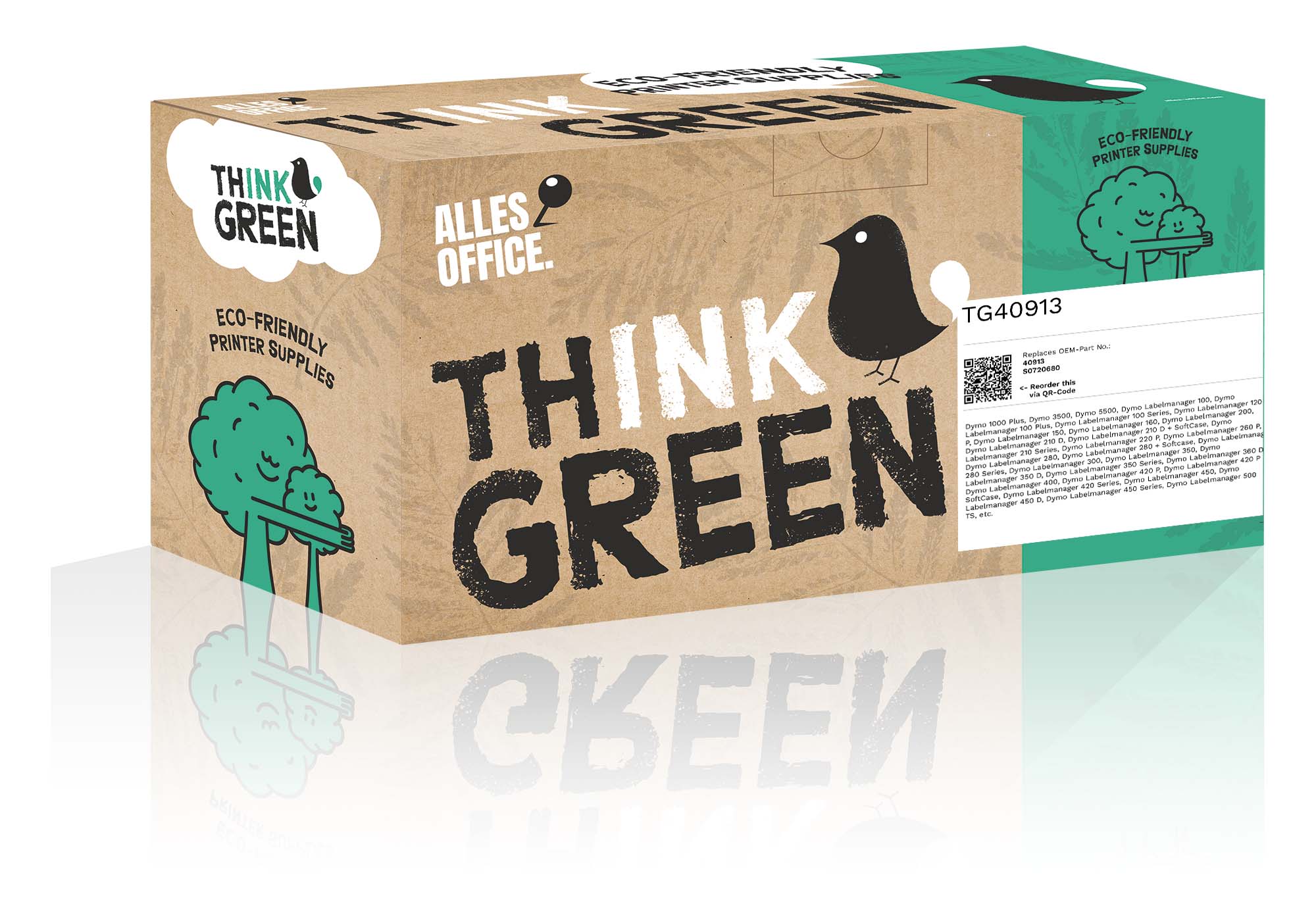 ThinkGreen Dymo 40913 / S0720680 Farbband schwarz weiss