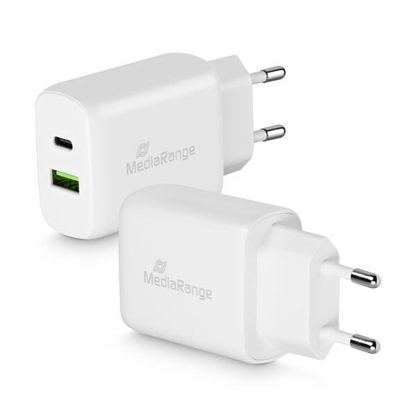 Ladeadapter MediaRange-2 USB v.,USB-A,USB-C,weiß