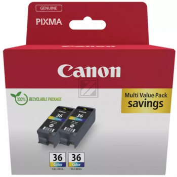 Original Canon 1511B025 / CLI-36 Tinte schwarz, cyan, magenta, gelb - 2 Stück