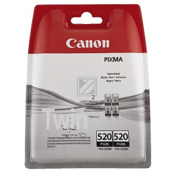 Canon Tintenpatrone 2 x schwarz (2932B012, PGI-520PGBK)