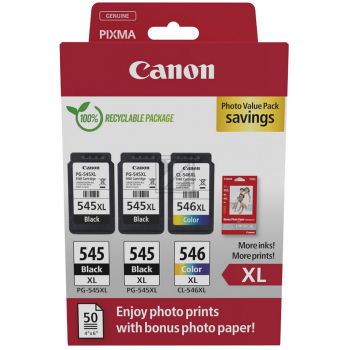 Original Canon 8286B015 / PG-545+CL-546XL Tinte schwarz, cyan, magenta, gelb - 2 Stück