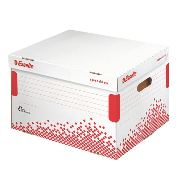 Speedbox Archivbox mit Deckel für Ordner, weiß-rot