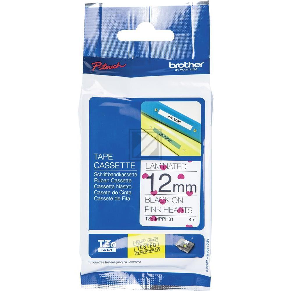 Test Brother Schriftbandkassette schwarz/pink (TZE-MPPH31)
