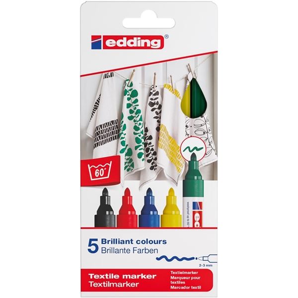 Textilmarker Edding 4500, Satz mit 5 Farben
