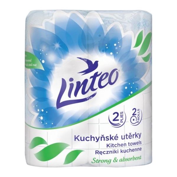 Linteo Küchentücher - 2 Lagen, weiß, 2 Rollen
