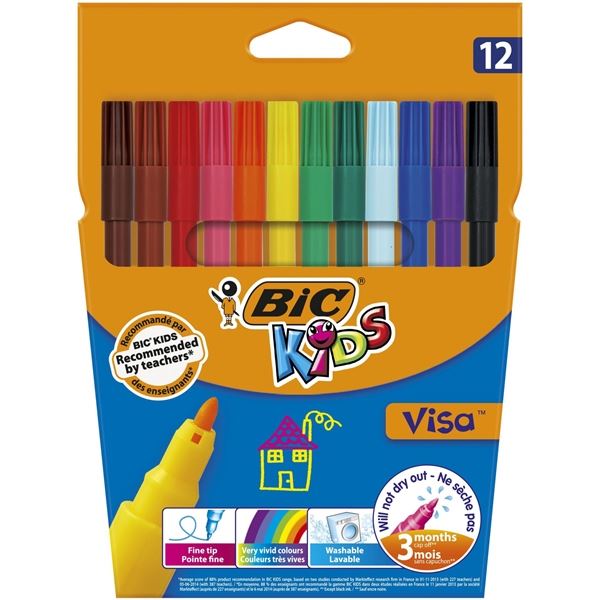 Kindermalstifte Bic VISA, Satz mit 12 Farben