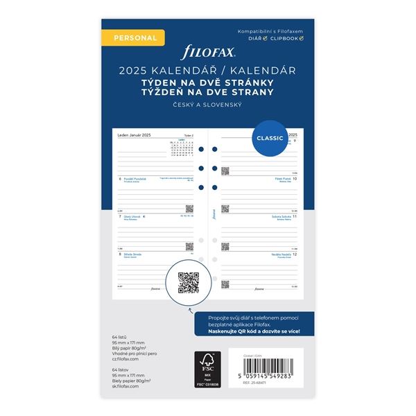 Nachfüllpackung für Filofax-Tagebuch, A6, Woche/2 Seiten
