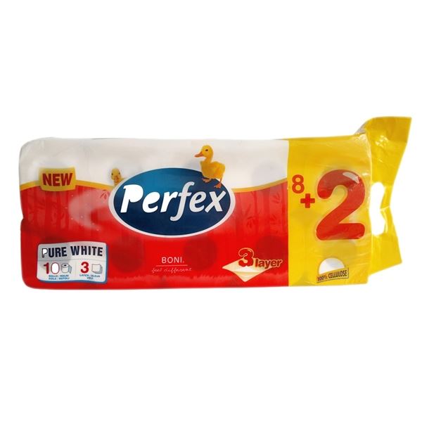 Toilettenpapier Perfex - 3-lagig, weiß, 10 Rollen