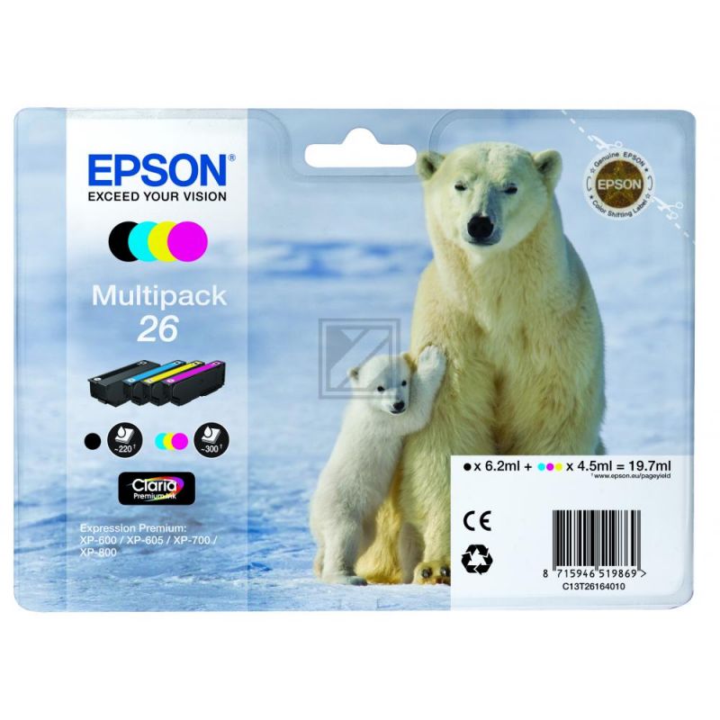 Original Epson C13T26164010 / 26 Tinte schwarz, color