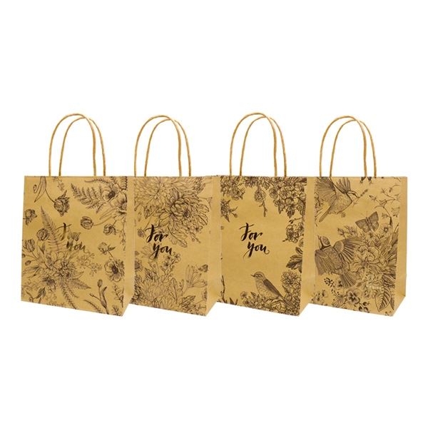 Geschenktüte - 21 x 25 cm, braun mit Muster, 1 Stück