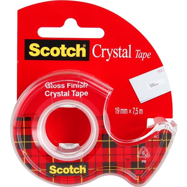 Scotch Crystal Clear Klebeband 19 mm x 7,5 m, inkl. Abwickelband