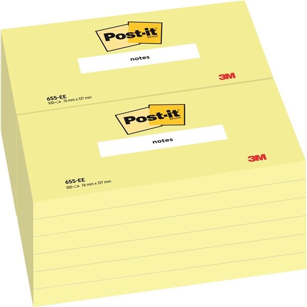 Post-it® Block 76 x 127 mm, gelb, 100 Blatt, 1 Stück