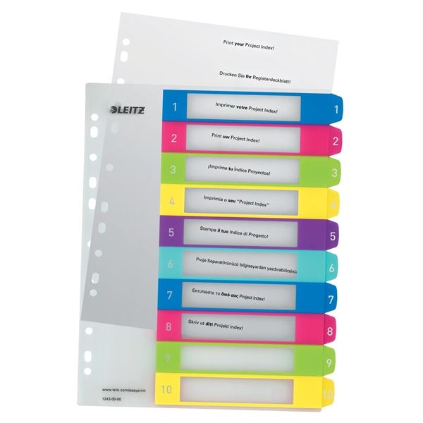 A4 Leitz WOW MAXI, Kunststoff, Multiperforation, 10 farbige Blätter, 1-10