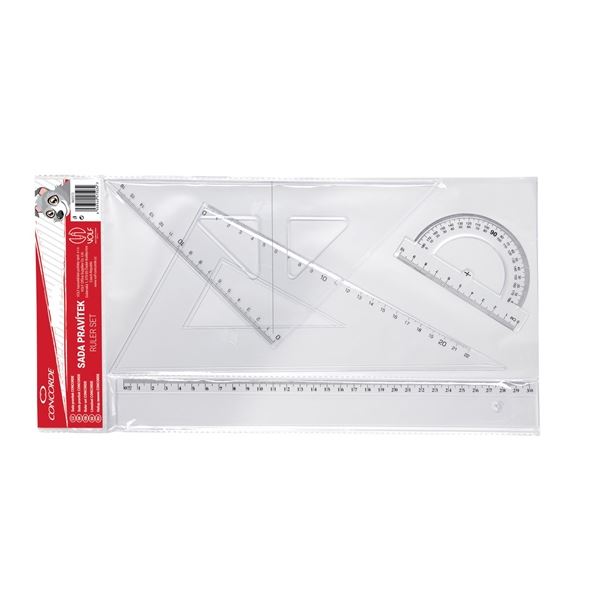 Satz Concorde-Lineale, 4 Stück, Scharnier, transparent