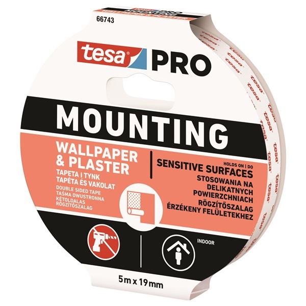 Tesa PRO Montageband, für Tapeten, 19 mm x 5 m