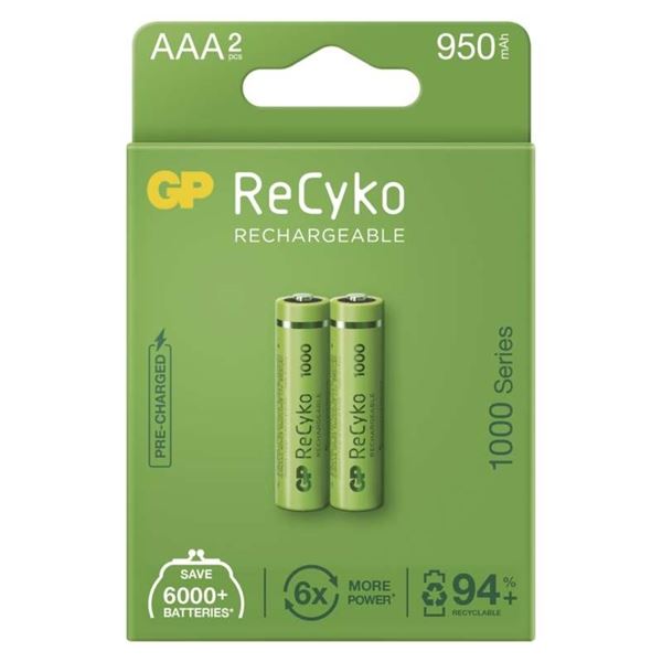 Wiederaufladbare Batterien GP ReCyko AAA,HR03, 950 mAh,2 Stück