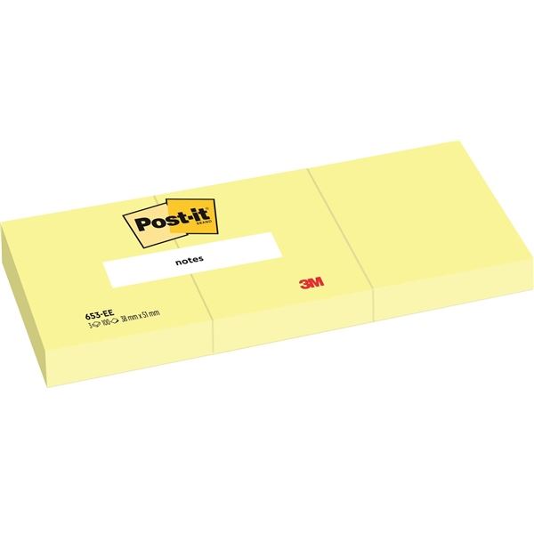 Post-it® Block, gelb, 38 x 51 mm, 100 Blatt, 3 Stück