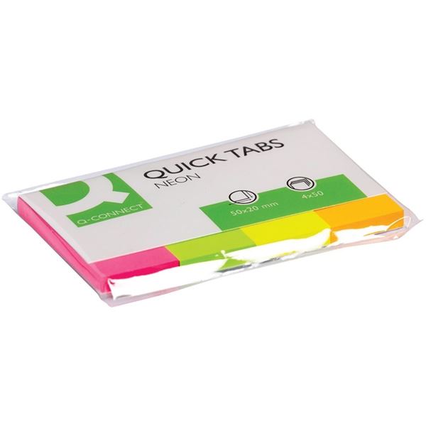 Selbstklebende Lesezeichen Connect, Papier, 20 x 50 mm, 4 Neonfarben