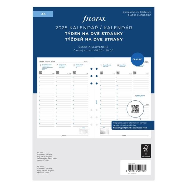Nachfüllpackung für Filofax-Tagebuch, A5, Woche/2 Seiten