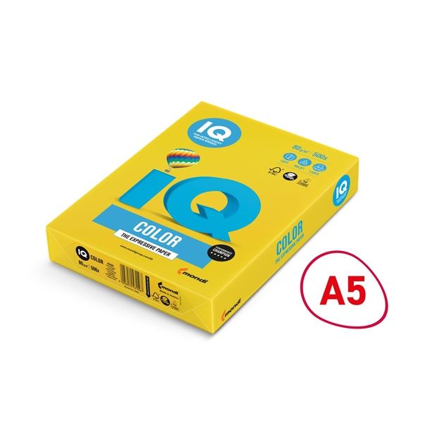 Strichpapier IQ Color A5-IG50, intensiv gelb, 80 g/m2, 500l.