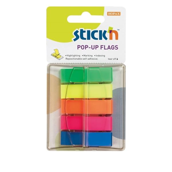 Lesezeichen Stick'n von Hopax, 12 × 45 mm, 5 Farben im Mix