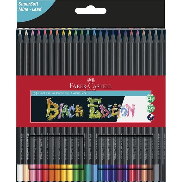 Faber-Castell Buntstifte, Black Edition, 24 Farben