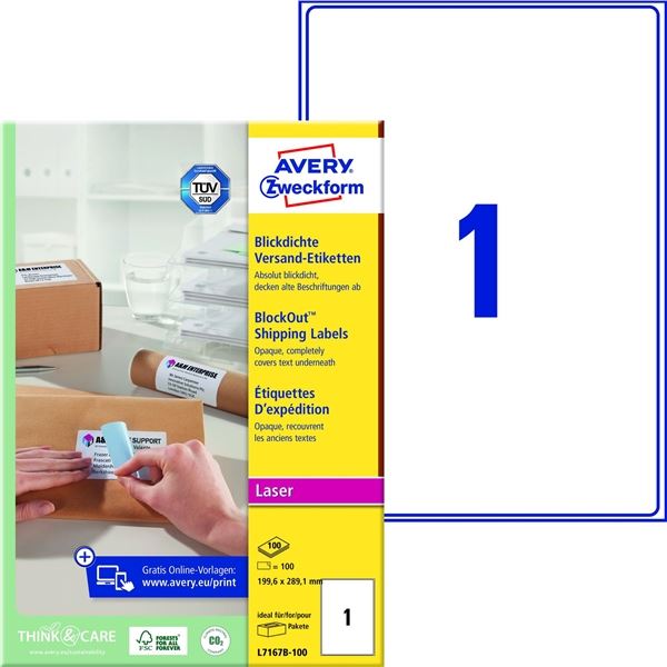 Verpackungsetiketten, 199,6 x 289,1 mm, 100 Stück