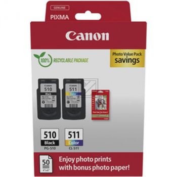 Original Canon 2970B017 / PG-510+CL-511 Tinte schwarz, cyan, magenta, gelb - 2 Stück