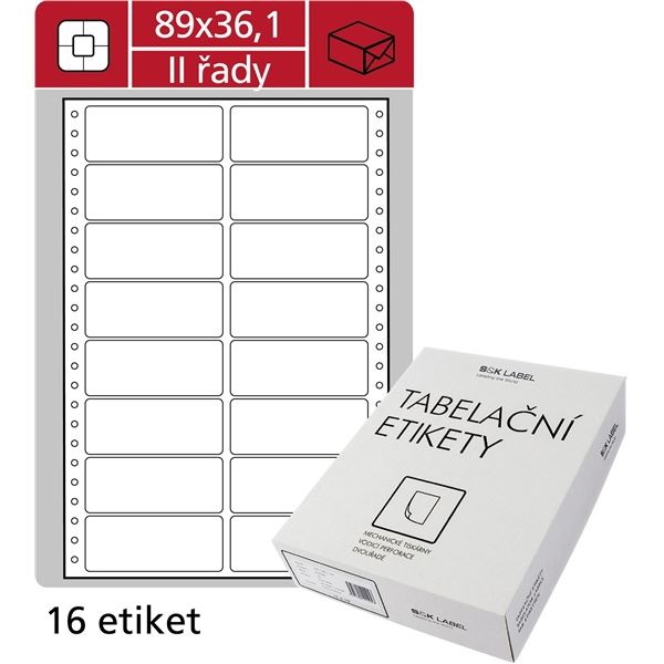 Zweireihige Etiketten, 89 x 36,1 mm, 8000 Stück