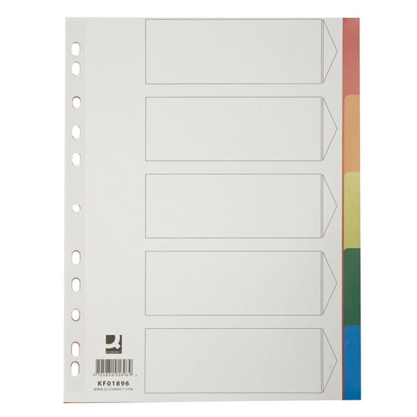 A4 Connect Kunststofftrennblätter, 5 Farben, 4 Löcher