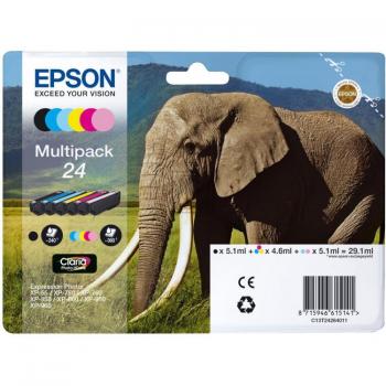 Original Epson C13T24284011 / 24 Tinte schwarz, cyan, cyan hell, magenta hell, magenta, gelb