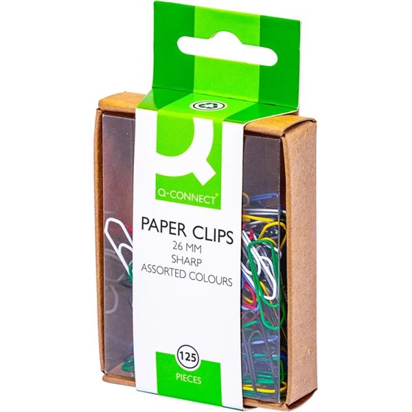 Büroklammern Connect, 26 mm, 125 Stück/Packung, lackiert, farbig gemischt
