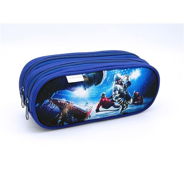 Etue Concorde Eishockey, 2 Reißverschlüsse, blau