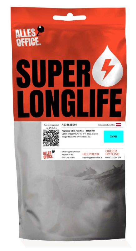 Superlonglife Canon 3862B001 / PFI-704C / 3862 B 005 Tinte cyan